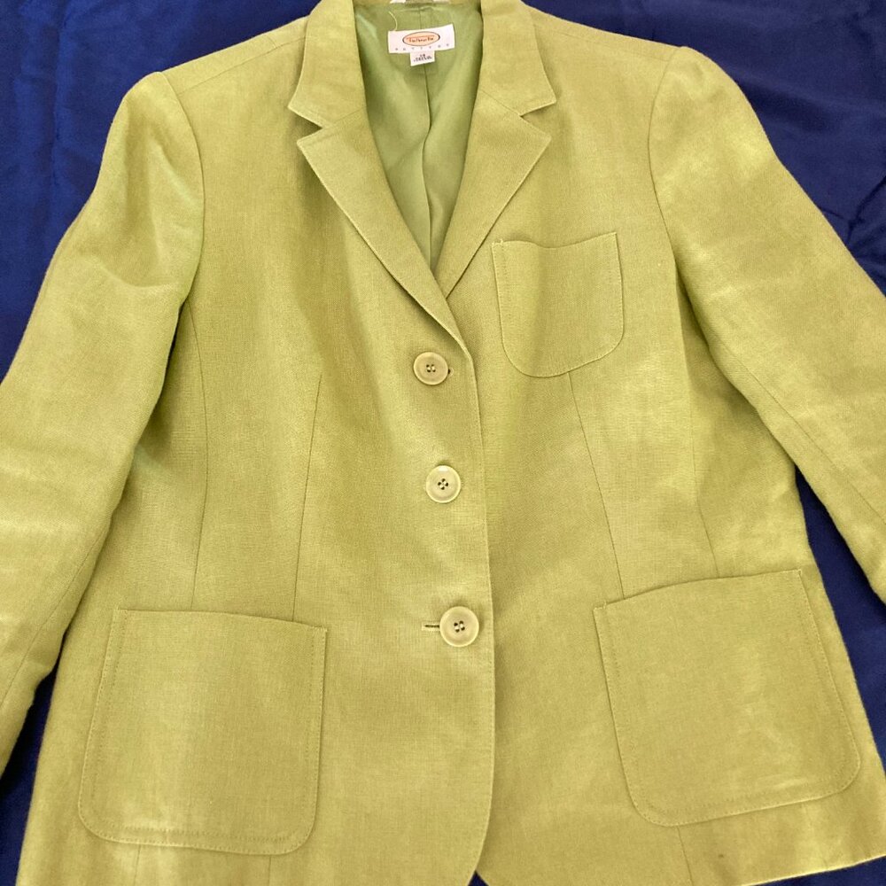 Talbots Petite Blazer Sz 12 Chartreuse Green - Picture 7 of 7